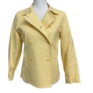 Eileen Fisher Double Breasted Jacket With Pockets Light Yellow Size PS NWT